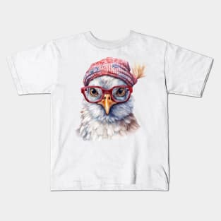 Cozy Chicken in a Red Hat Kids T-Shirt